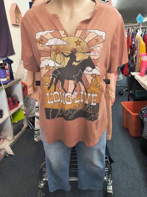 3x Maurices Western cowgirl graphic tee top