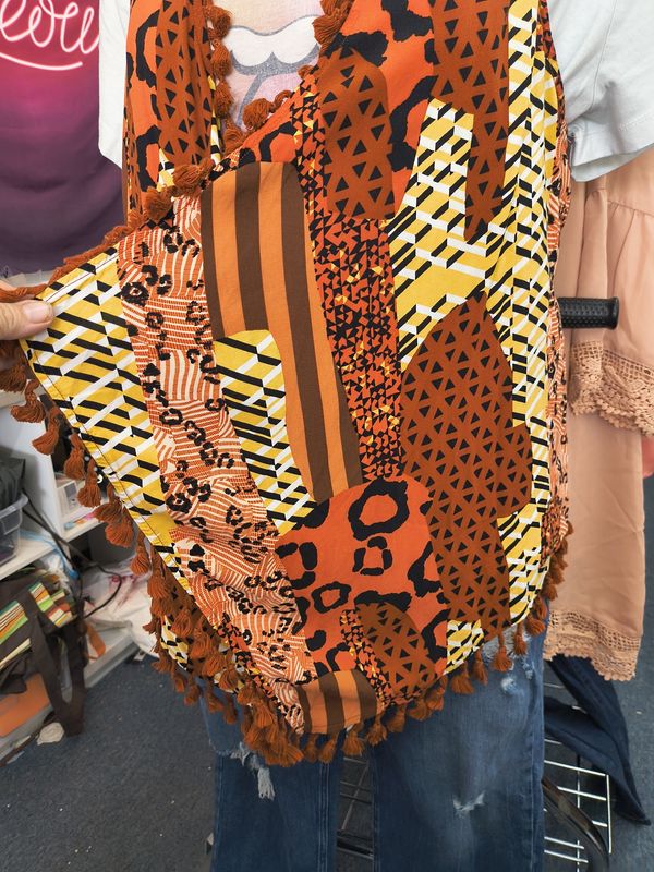2x Cato fringe animal print lightweight vest
