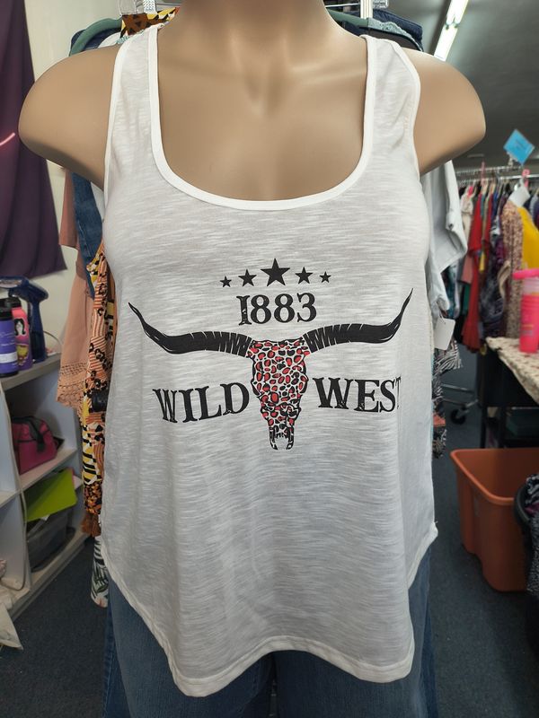 1x Wild West cropped oversize tank top skull