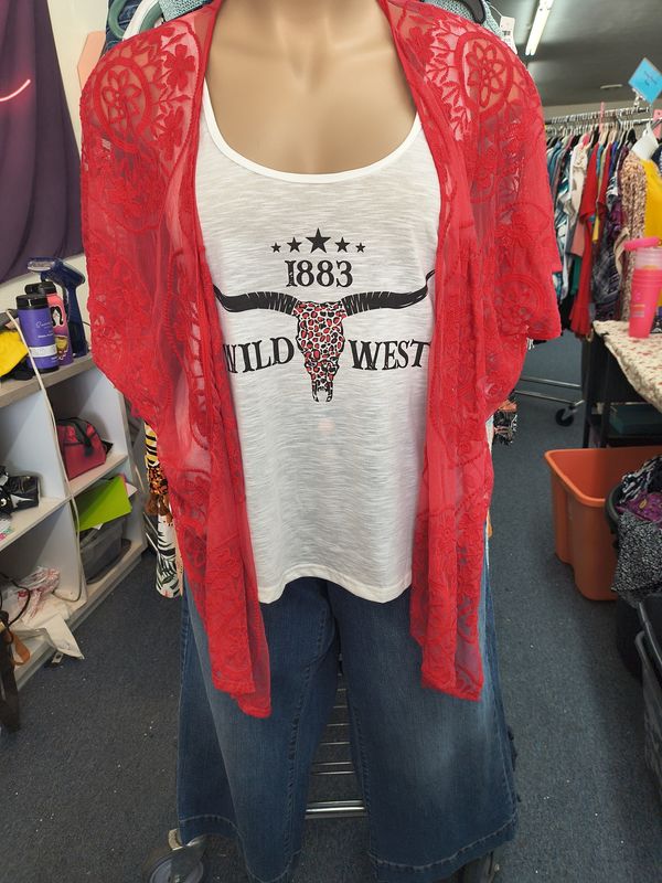 1x Wild West cropped oversize tank top skull