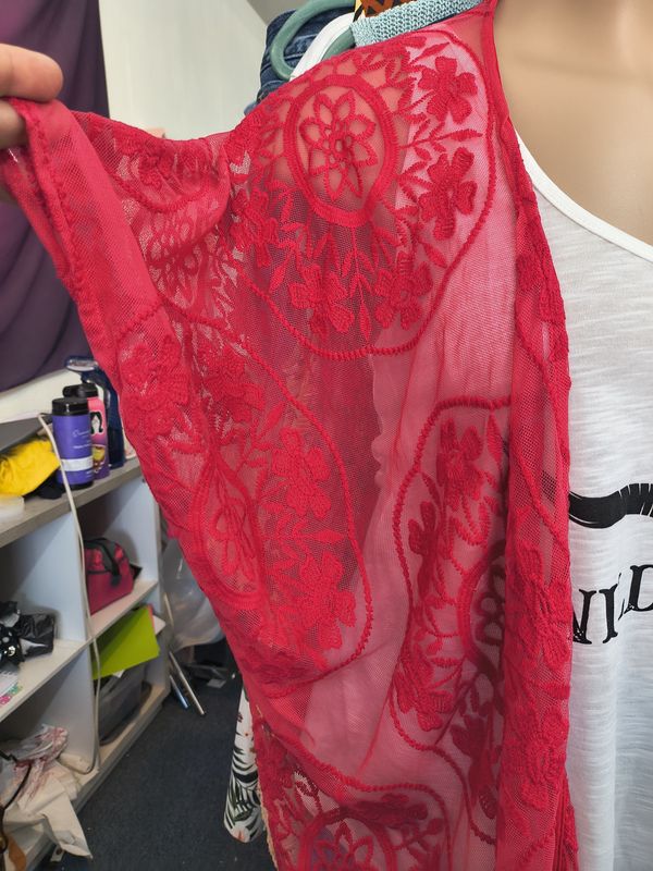 One Size Maurices pink lace kimono 1x 2x 3x