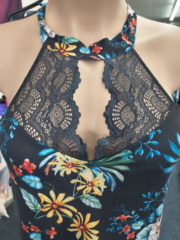1x Cacique long floral chemise lingerie with lace 14/16