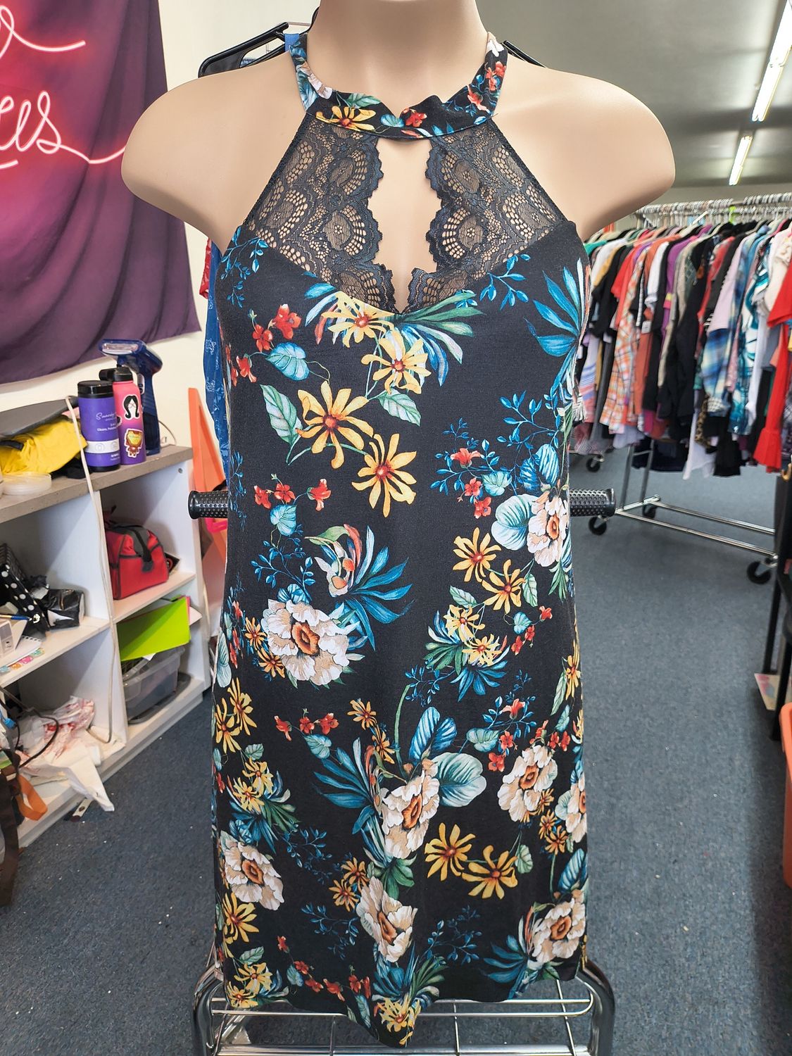 1x Cacique long floral chemise lingerie with lace 14/16