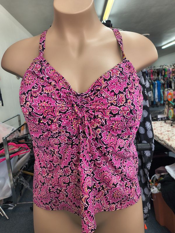 26W/4x petite Land's End paisley swimsuit tankini top