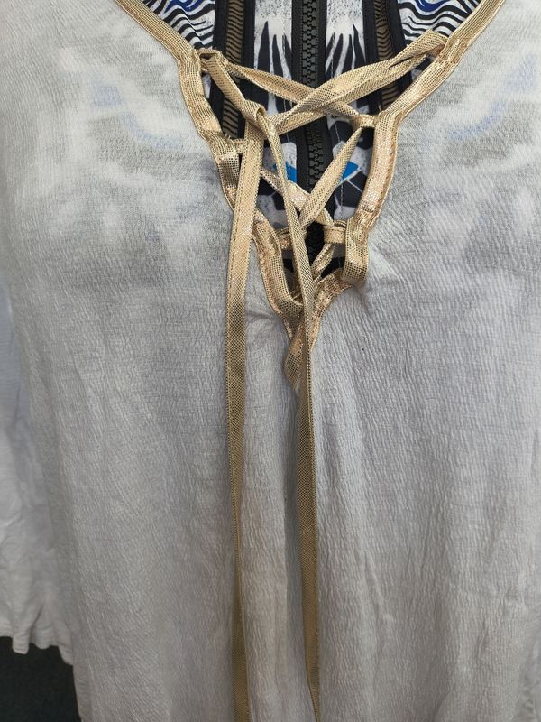 2x Venus white lightweight swimsuit cover top gold trim