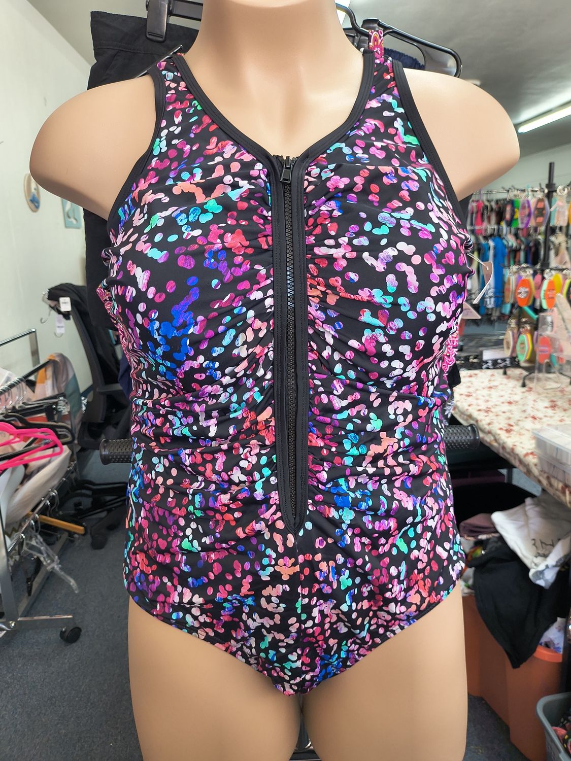 22/3x Swimsuits For All multicolor polka dots one piece