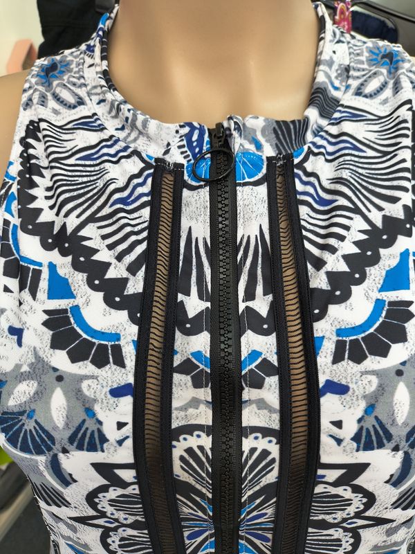 22/3x Venus paisley one piece swimsuit front zipper