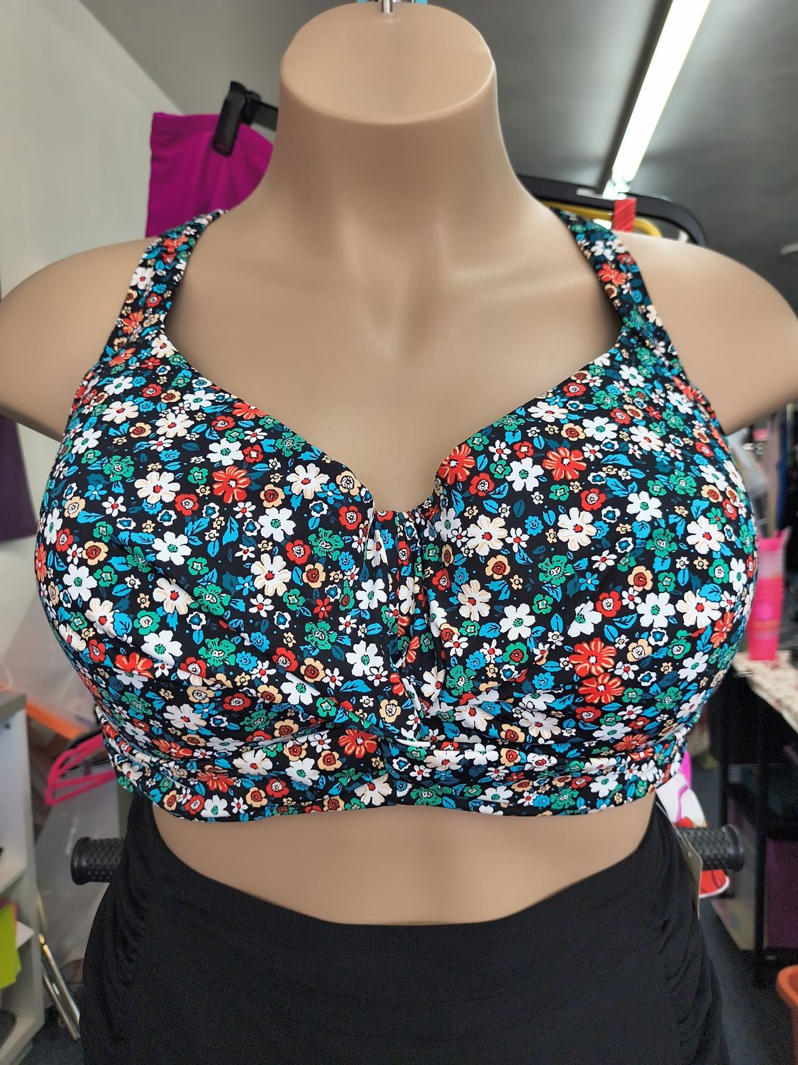 24w 3x Land's End floral underwire swimsuit top