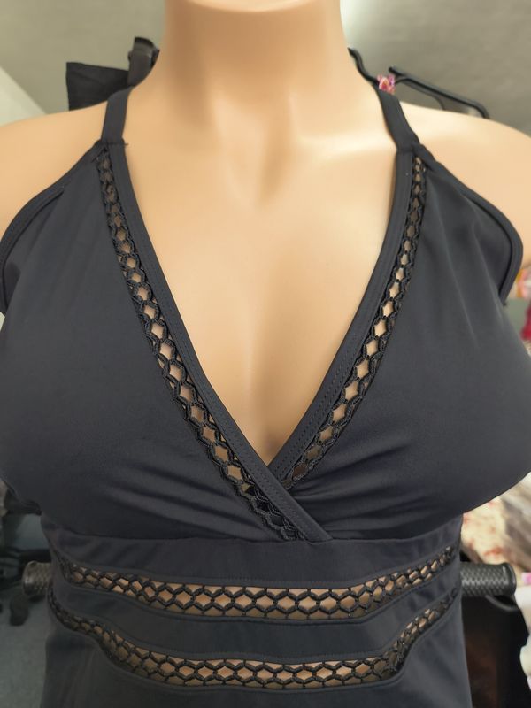 22 3x Ruby Ribbon NWT black one piece swimsuit