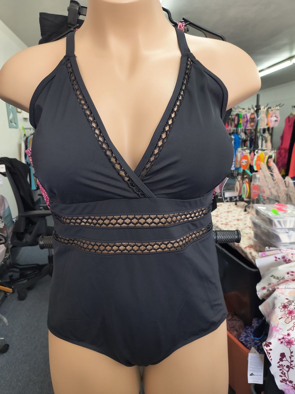 22 3x Ruby Ribbon NWT black one piece swimsuit