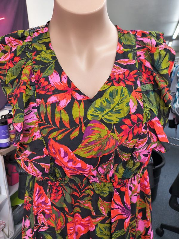 0x Terra &amp; Sky tropical floral babydoll ruffle dress