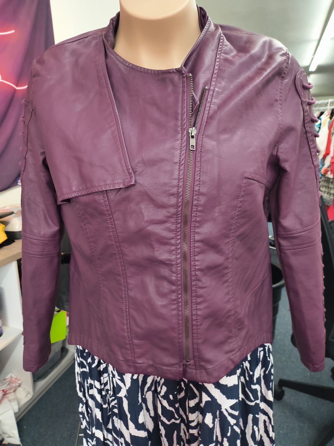 XL Kate &amp; Mallory purple faux leather biker jacket