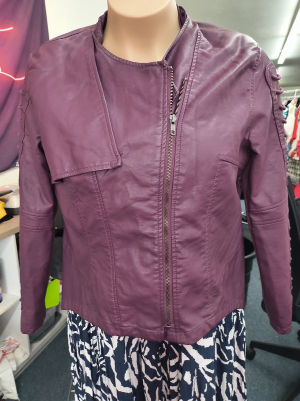 XL Kate &amp; Mallory purple faux leather biker jacket