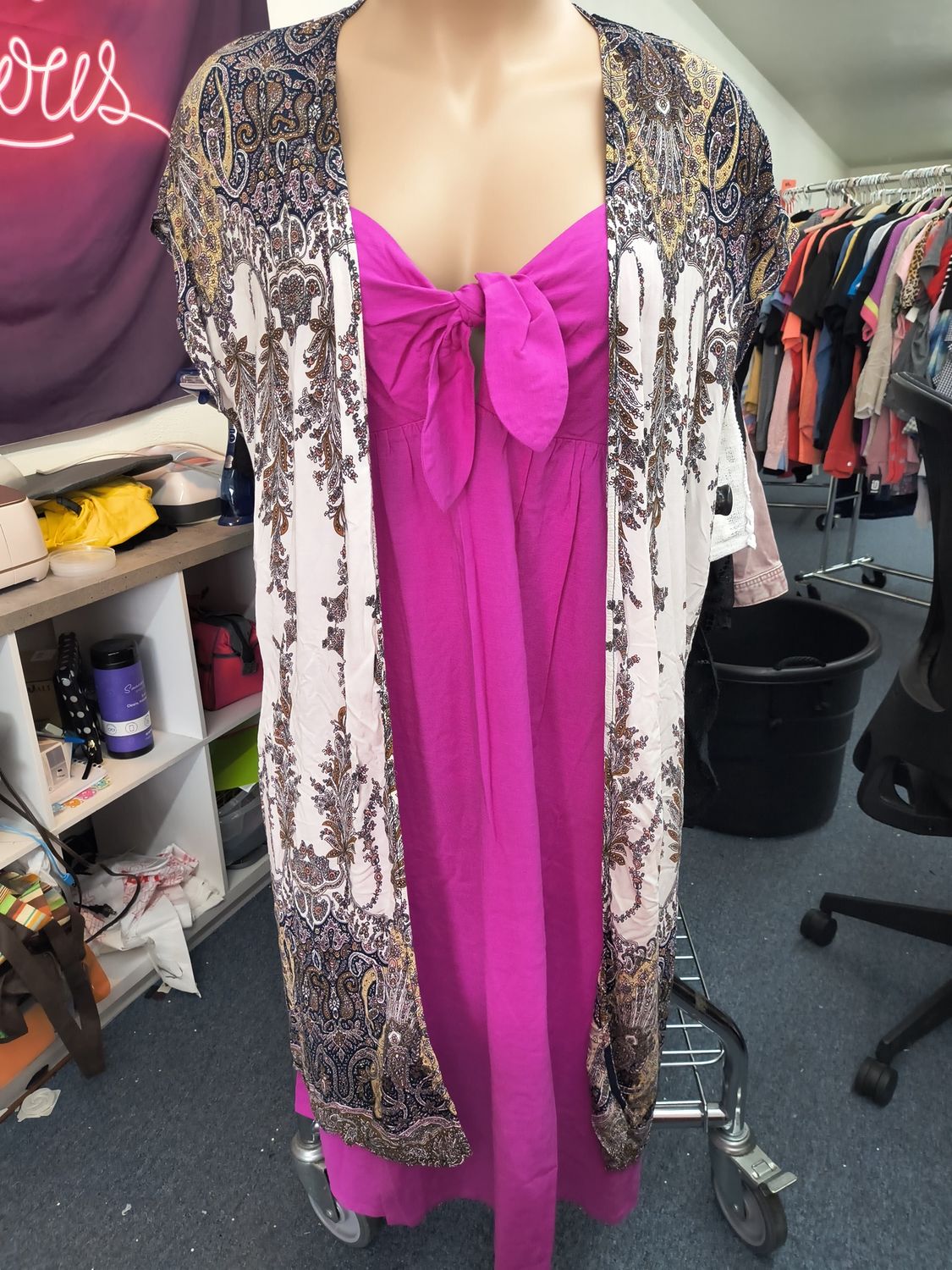 XL Suzanne Betro paisley floral long kimono