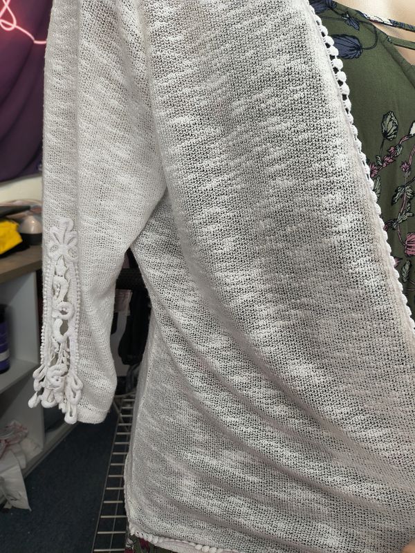 XL Studio Works white rick rack lightweight cardigan