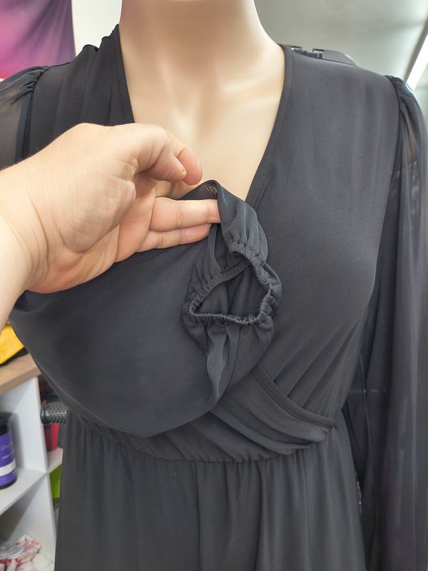 2x Cato black sheer long sleeve black wide leg jumpsuit