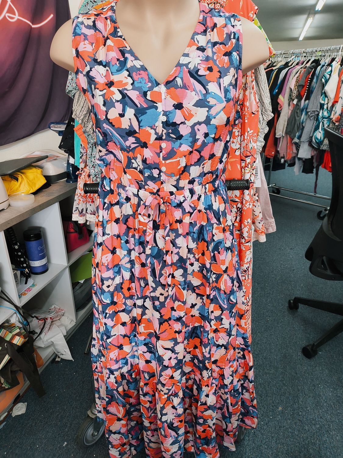 XXL Sonoma floral maxi dress button front