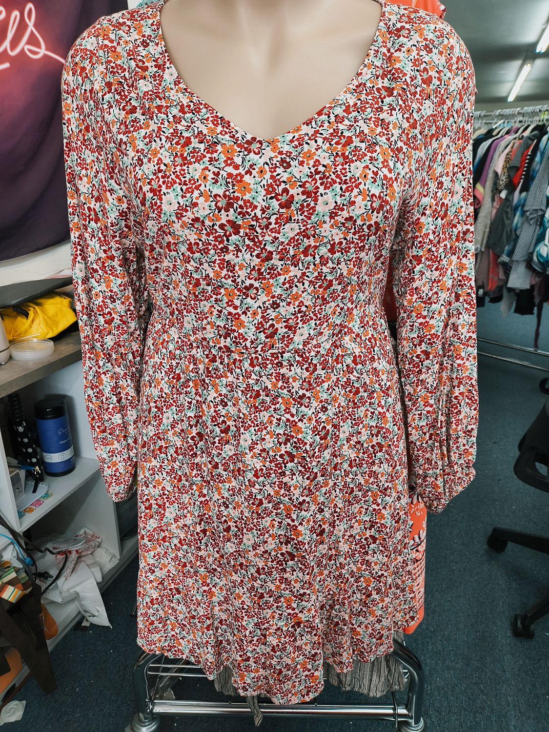 2x Torrid floral mini dress long sleeves