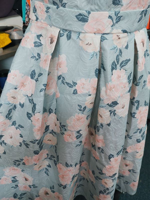 2x Shein Curve floral pleated textured a-line dress