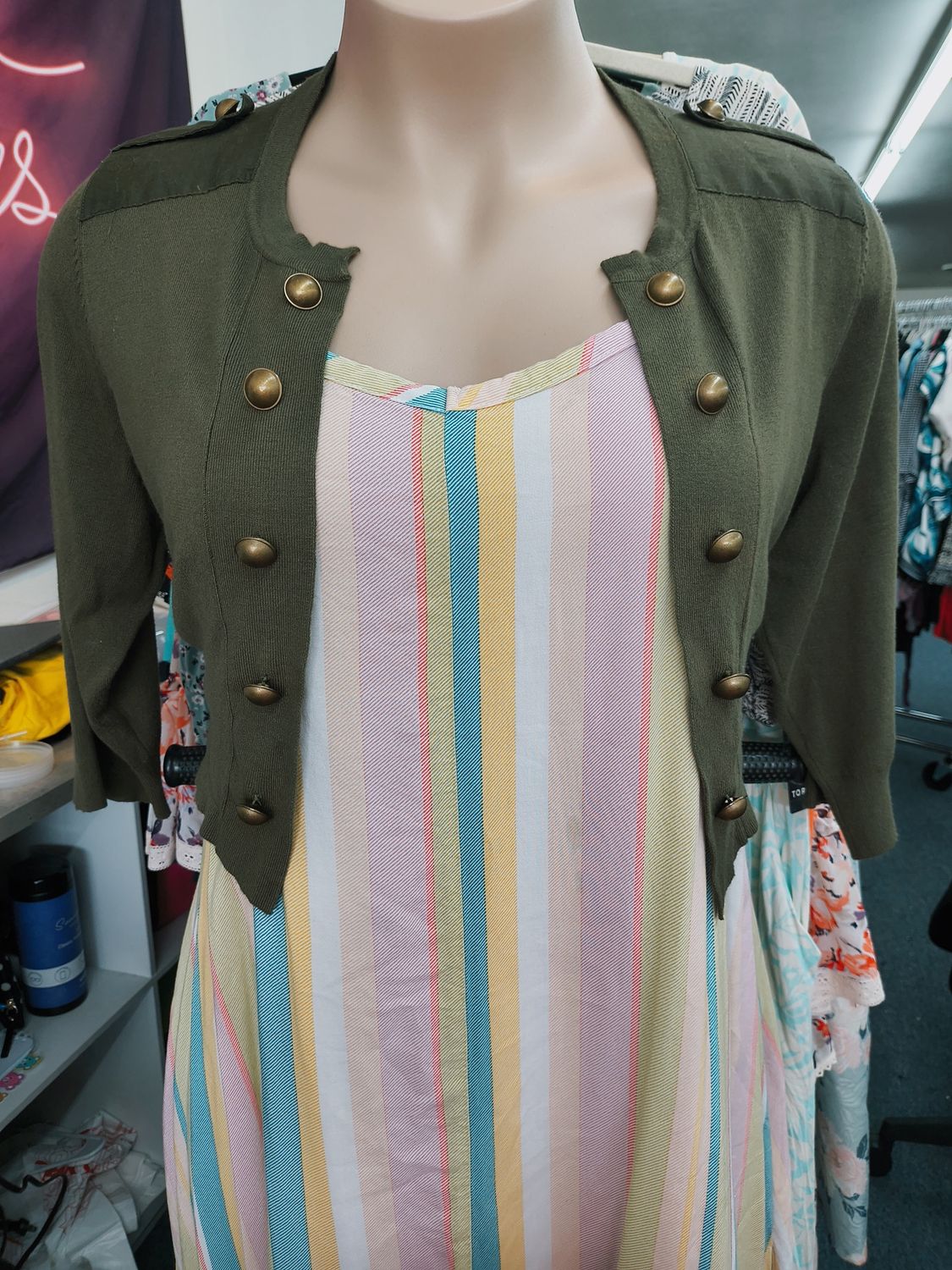 2x Torrid olive green cropped military cardigan