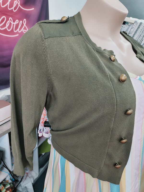 2x Torrid olive green cropped military cardigan