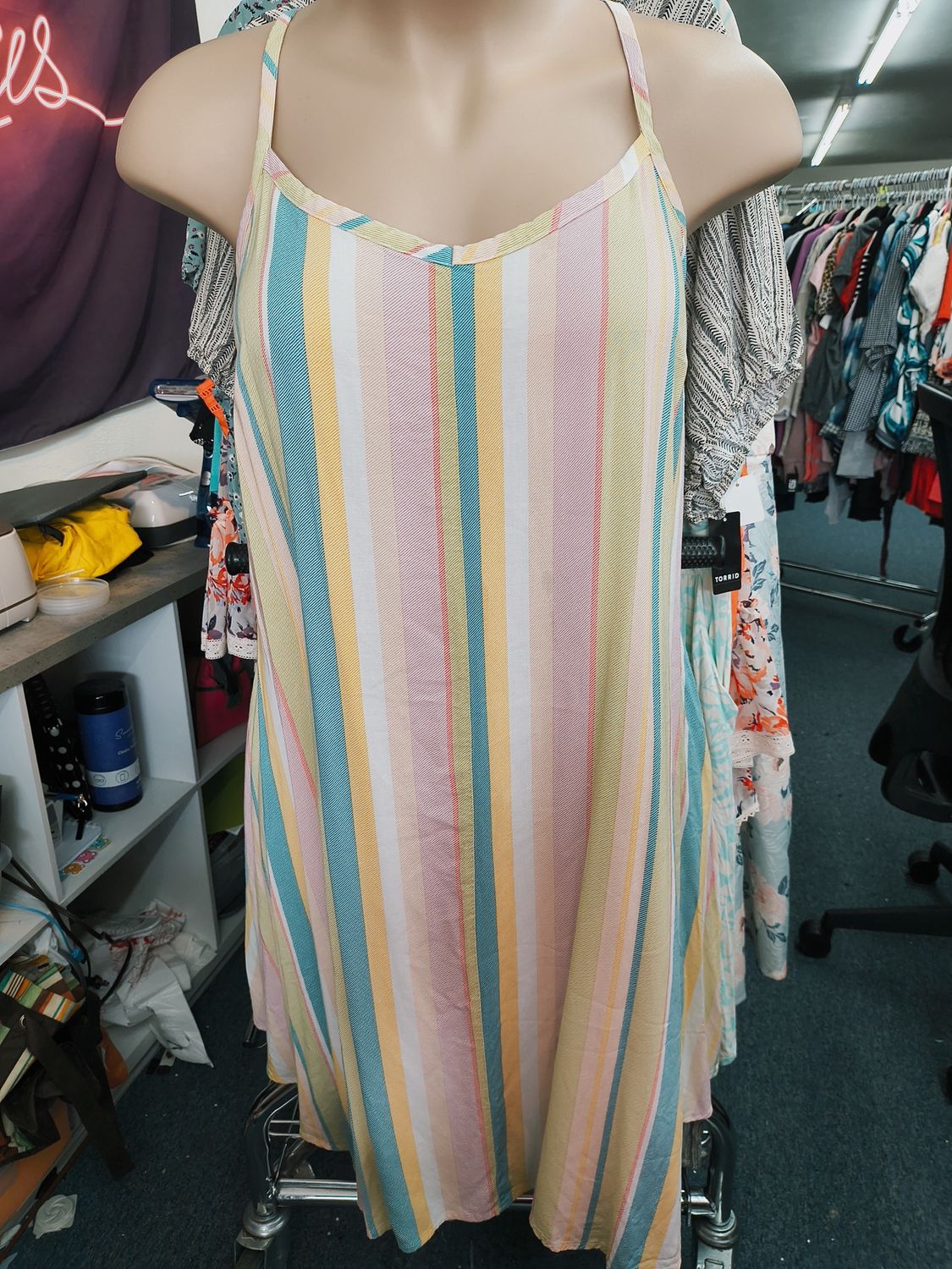 3x Torrid rainbow striped shift dress