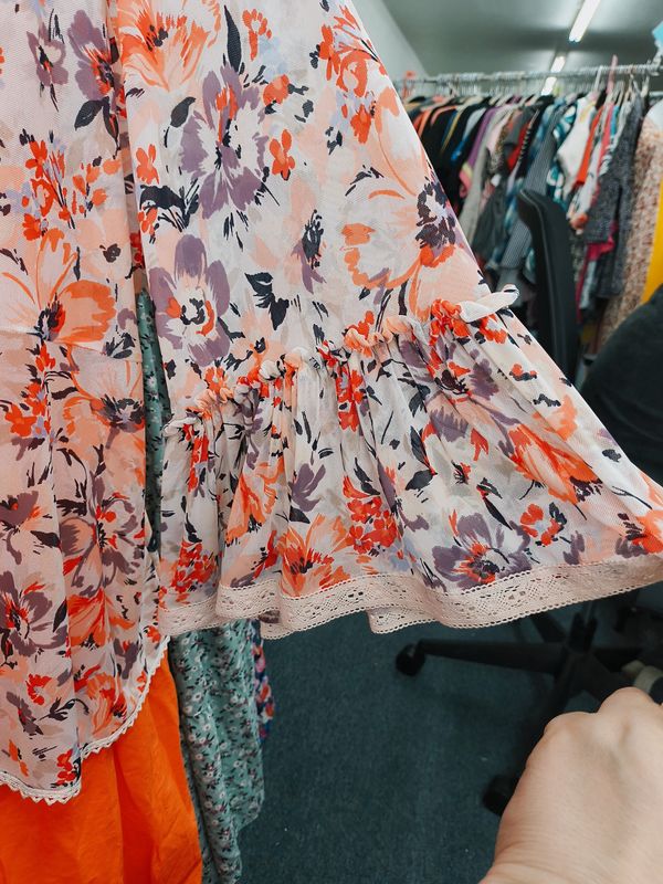 4x Cato floral kimono with ruffle sleeve