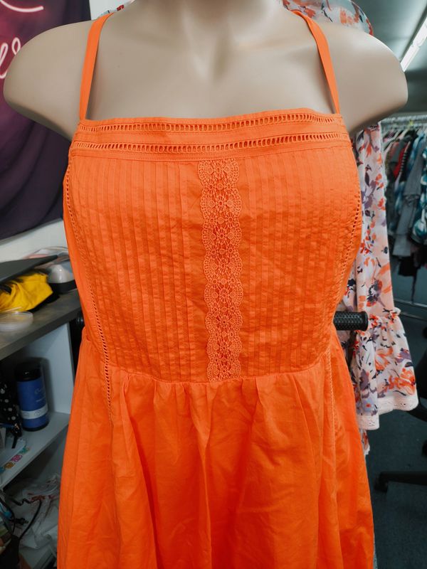5x Torrid orange pleated bib a-line dress knee length