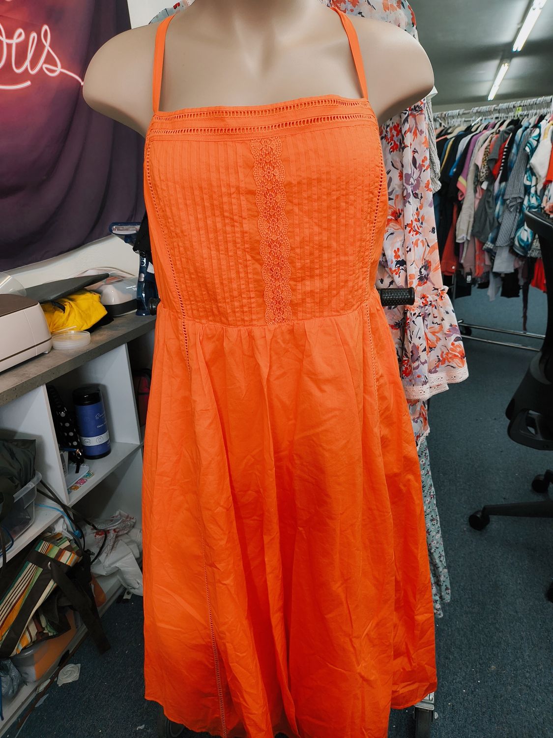 5x Torrid orange pleated bib a-line dress knee length