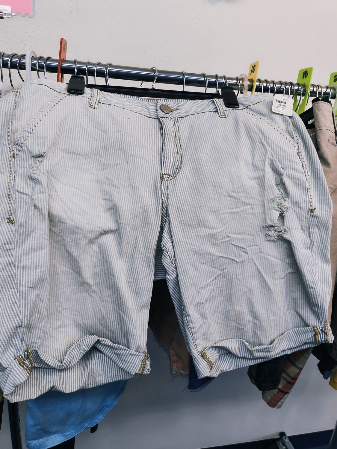 Size 14 Lane Bryant striped denim bermuda shorts