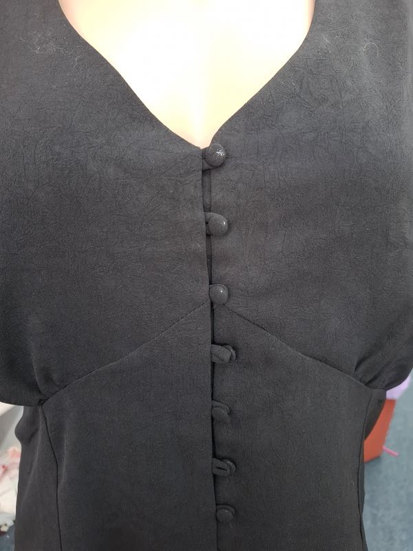 5x Unique Vintage NWT black tie back button front top