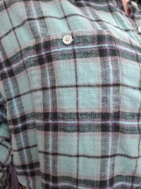 XL American Eagle blue plaid cropped flannel shirt top
