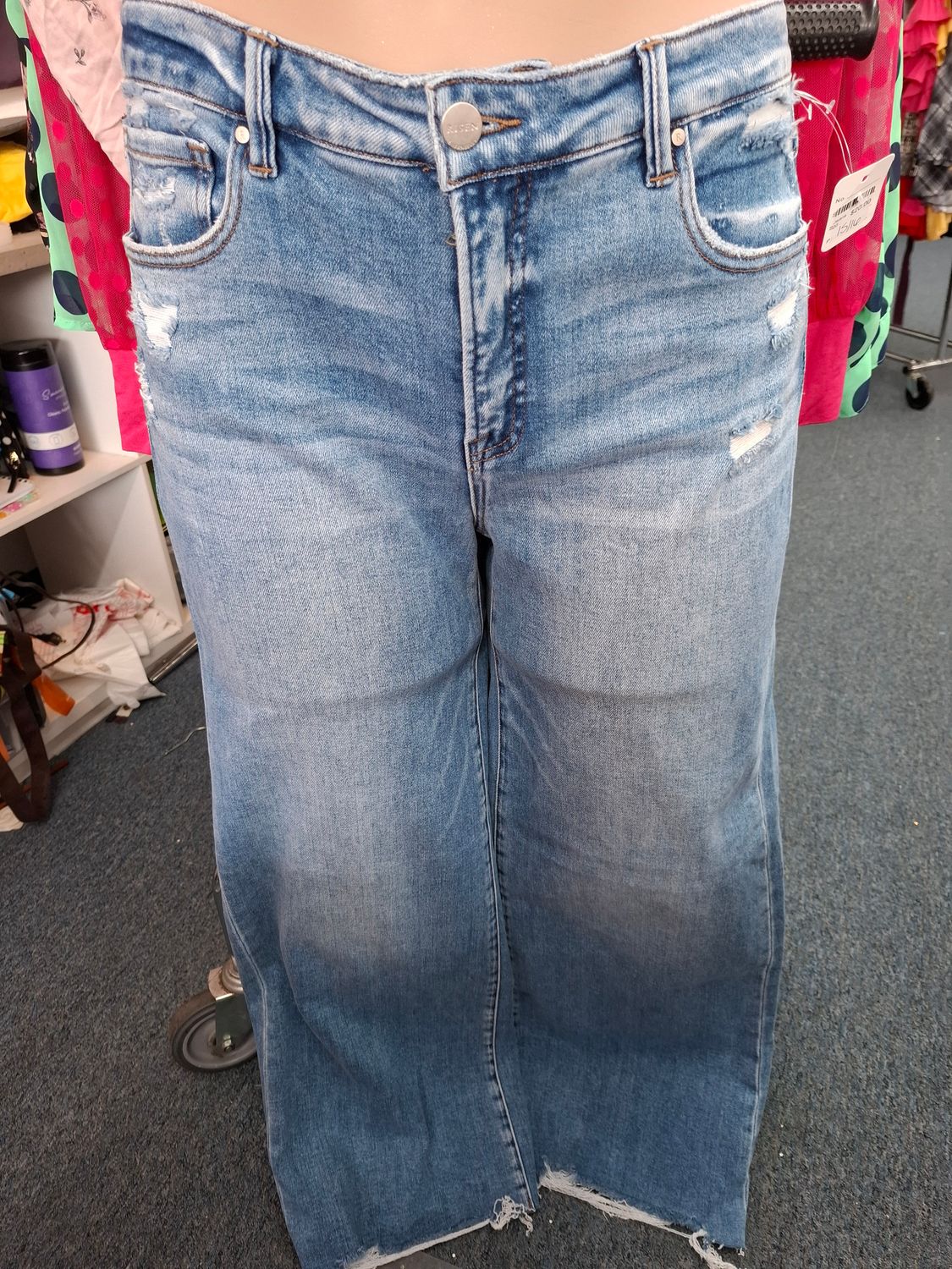Size 15 Risen wide leg jeans distressed trendy