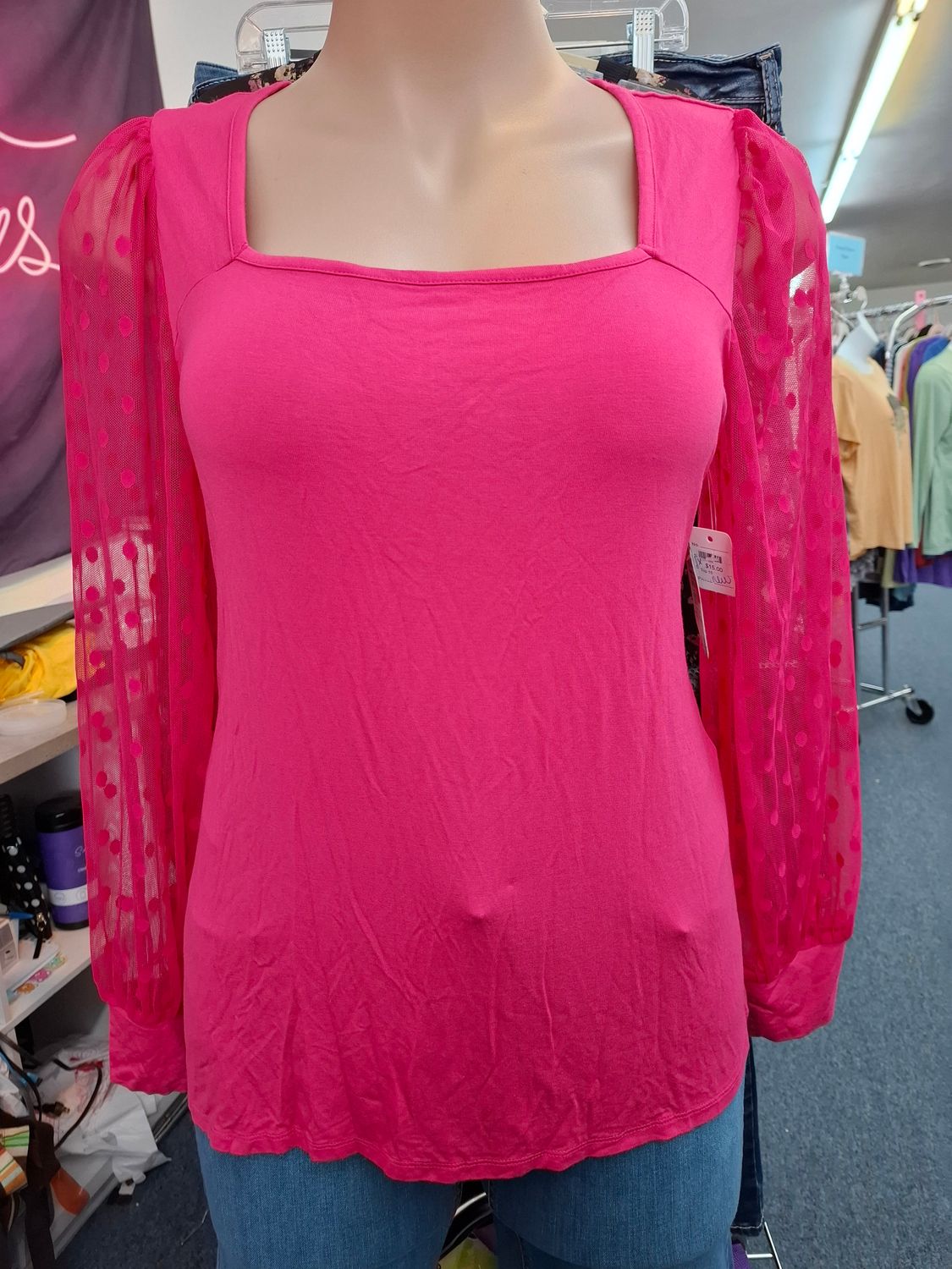 1x Torrid NWT super soft knits pink sheer dot sleeves