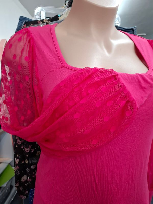 1x Torrid NWT super soft knits pink sheer dot sleeves