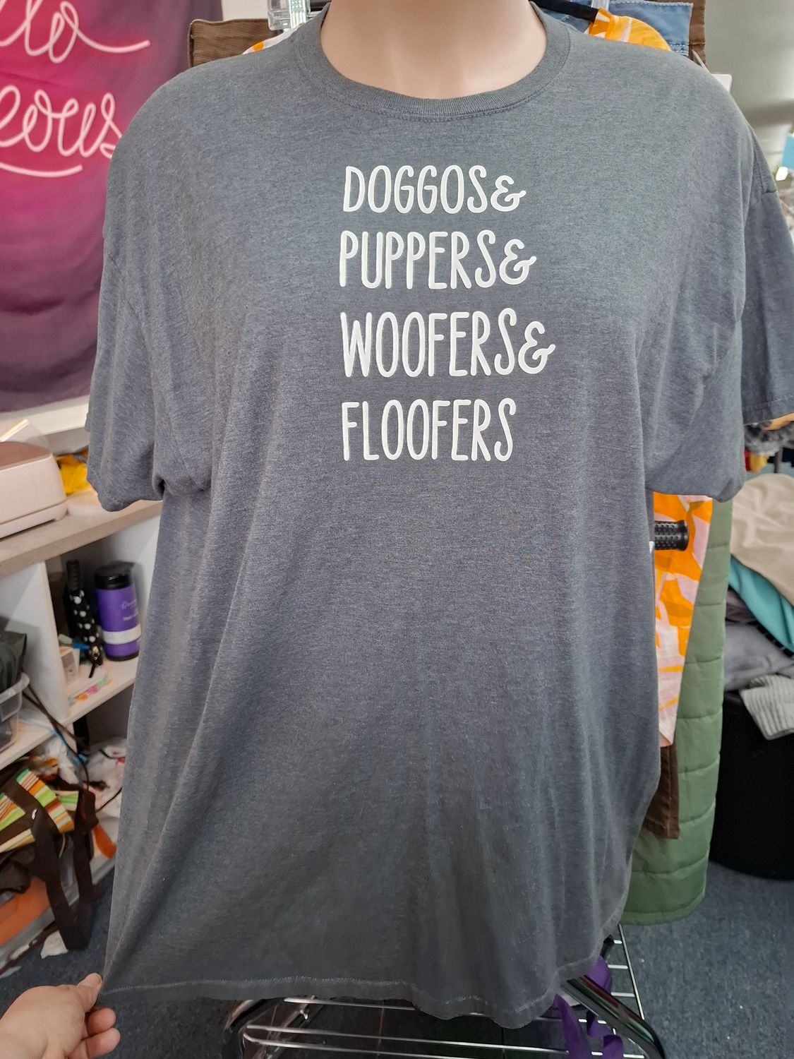 2x Hanes gray dog t-shirt shirt top