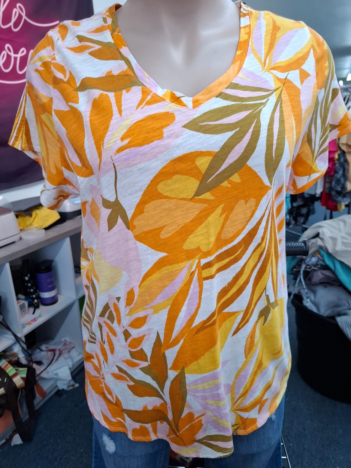 2x C&amp;C California floral t-shirt top orange