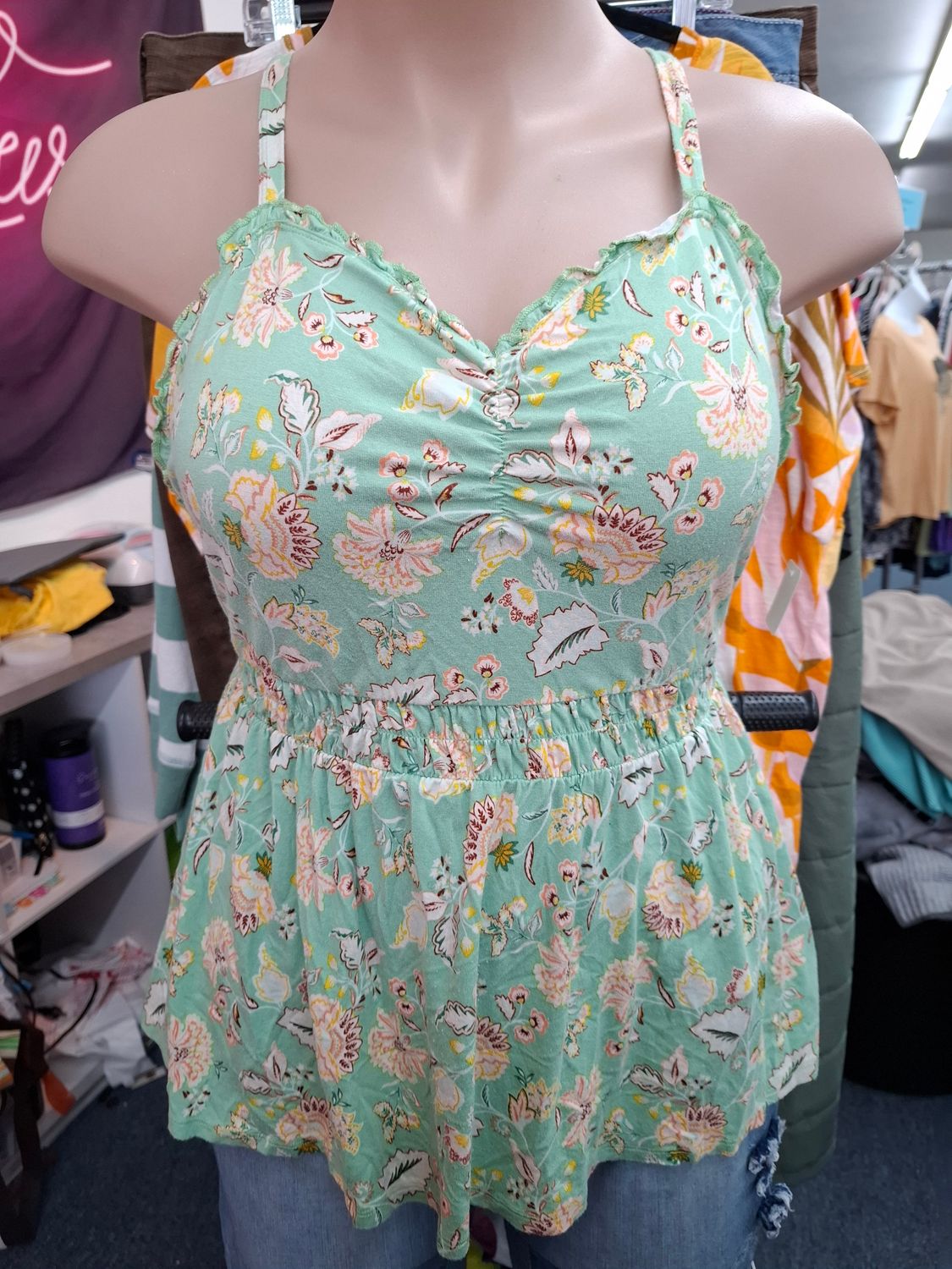 2x Torrid super soft knits floral green tank top