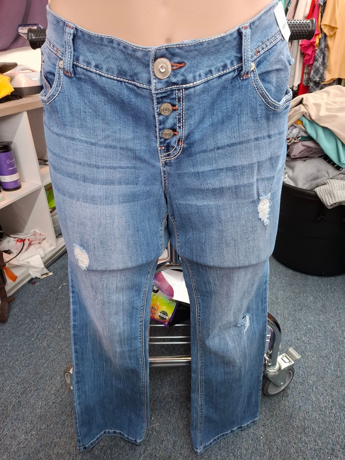 18 Amethyst distressed bootcut jeans
