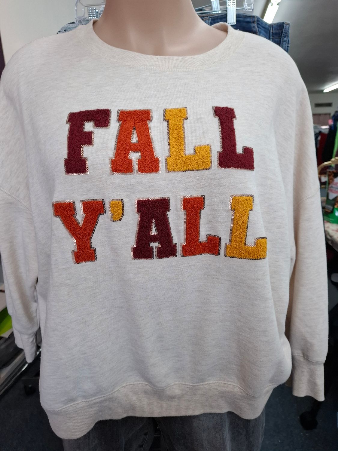 3x Maurices cream Fall Y'all sweatshirt top