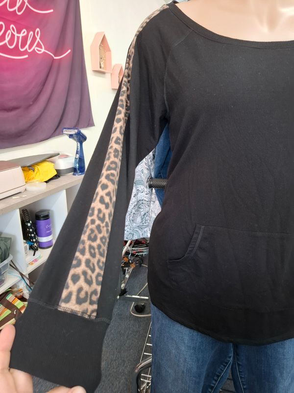 3x Torrid black sweatshirt top with leopard sleeves