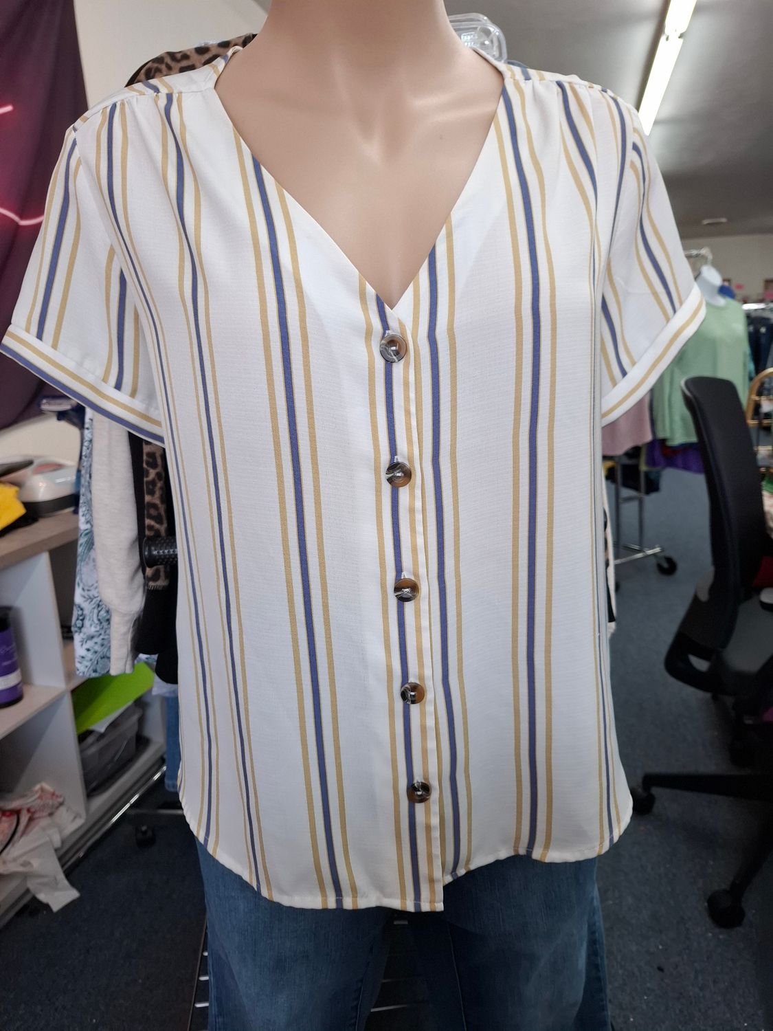 2x Lush striped button front blouse top