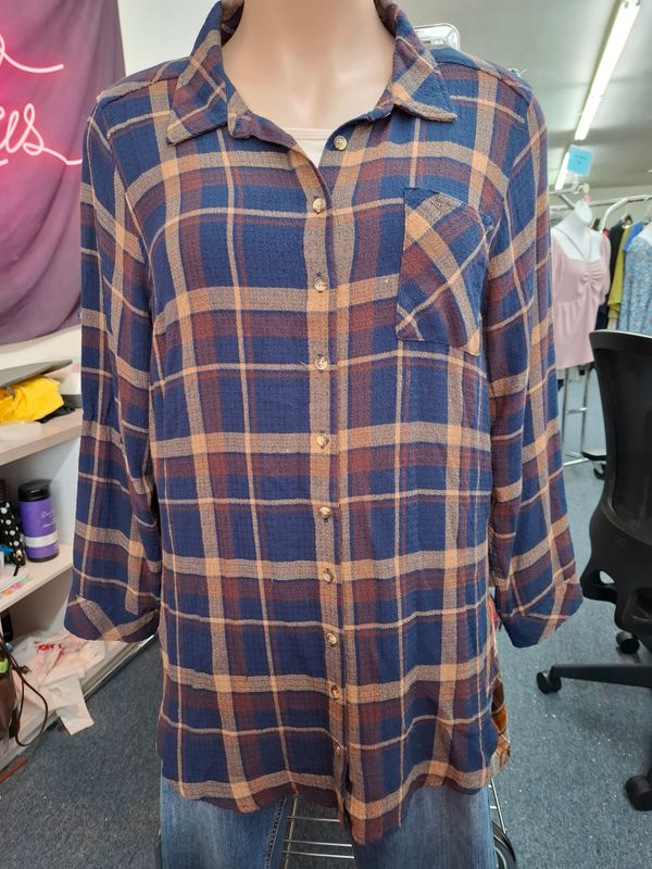 3x Torrid flannel plaid button front top tunic shirt