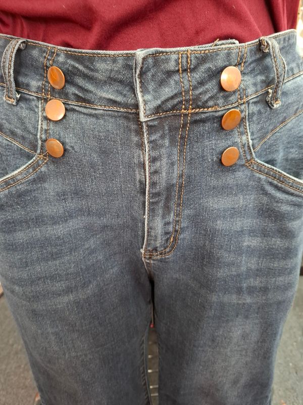 18 Bloomchic sailor buttons wide leg jeans stretch