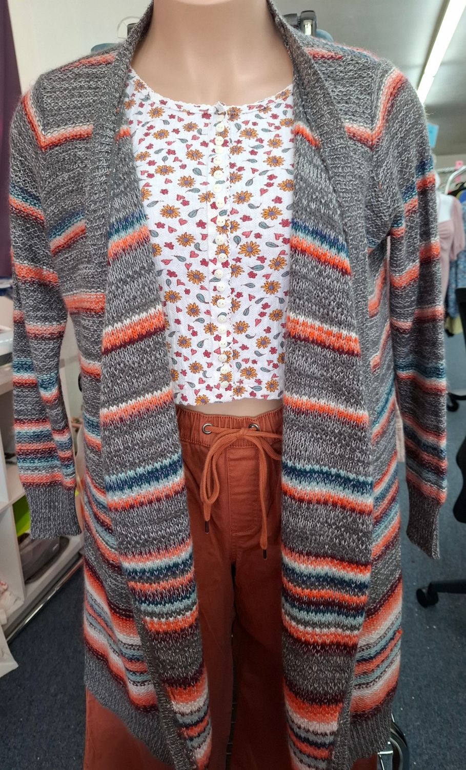 00 XL Torrid striped long duster sweater cardigan