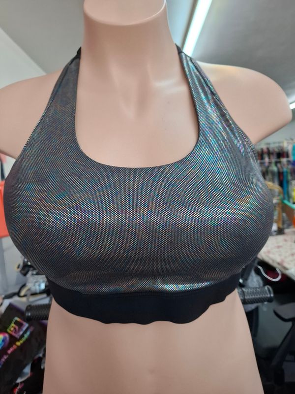 XL Zyia rainbow holographic dot sports bra