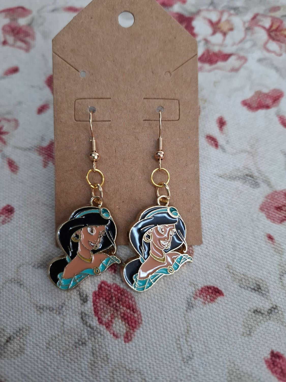 Jasmine Aladdin gold enamel handmade earrings