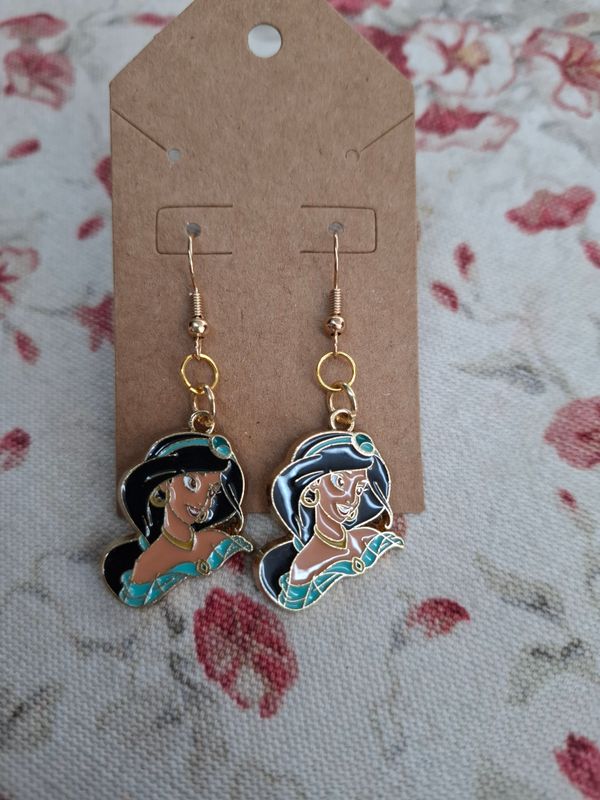 Jasmine Aladdin gold enamel handmade earrings