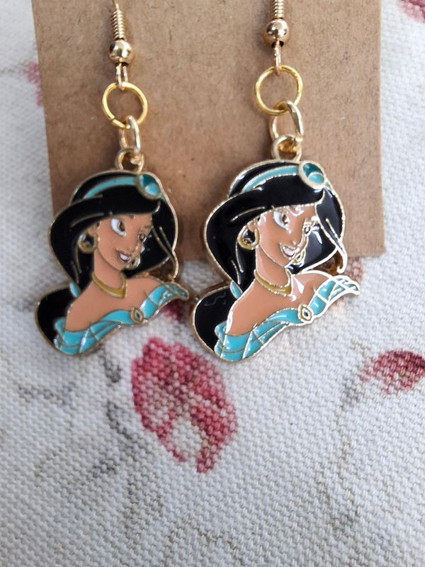 Jasmine Aladdin gold enamel handmade earrings