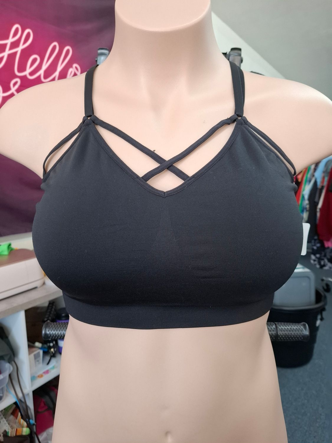 2x Cacique black lounge bra bralette criss cross front